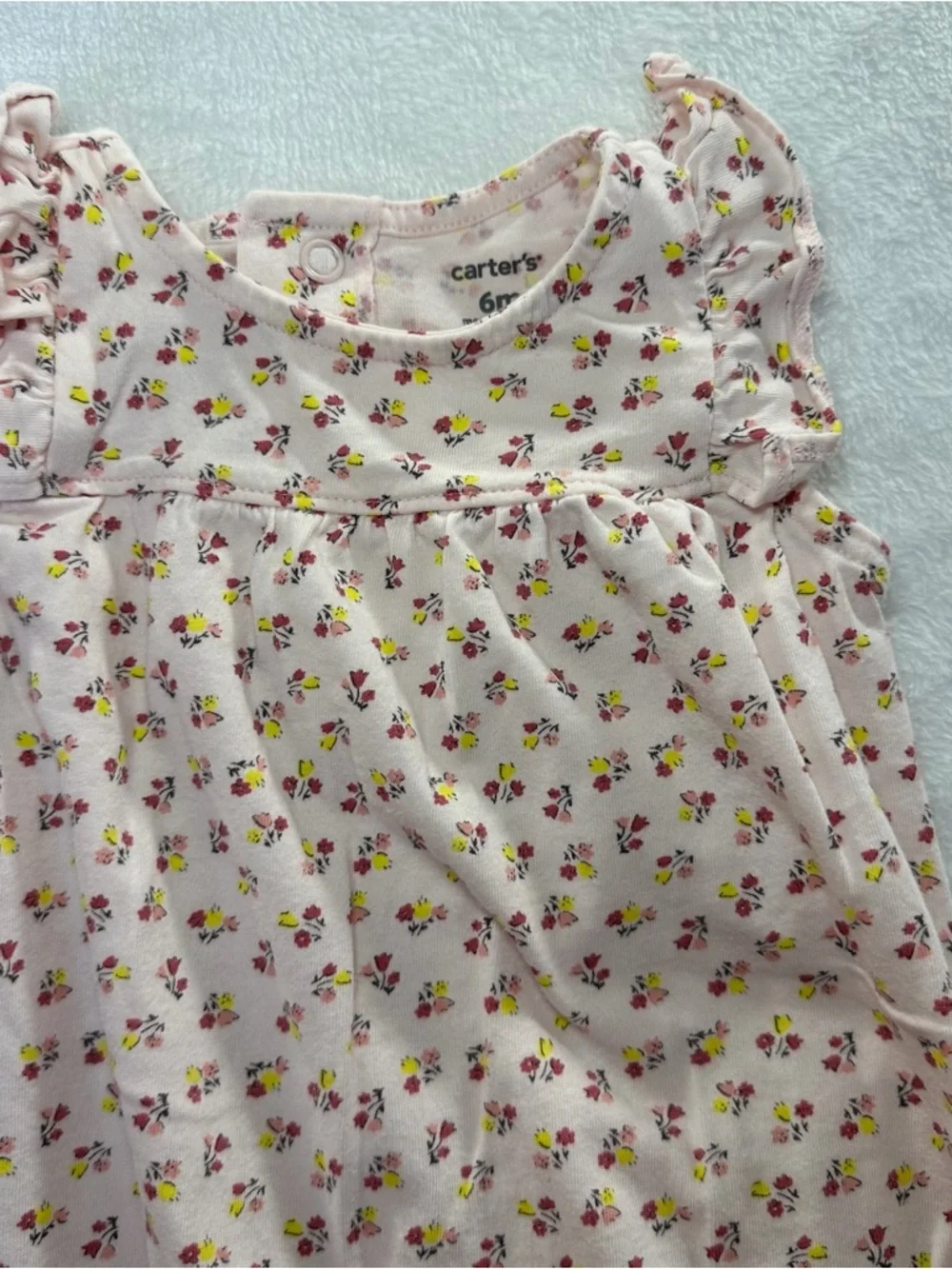 Baby Girl 6M Romper Bundle Carter’s‎ Floral Pink Red Ruffle Sleeveless